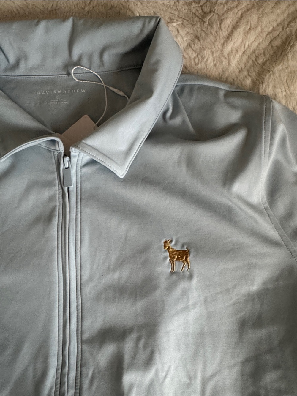 Travis Mathew Light Blue Quarter-Zip Polo TPC Golden Goat Exclusive Members Only